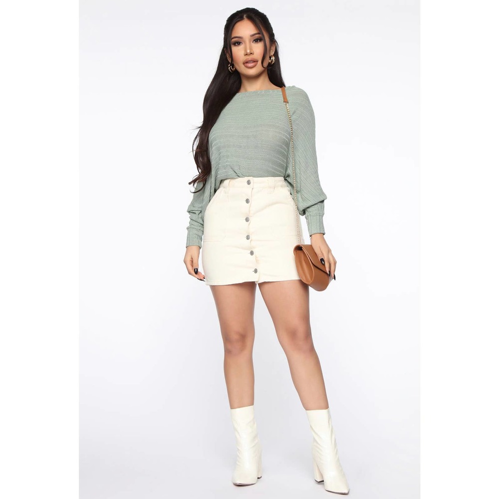 NWOT Fashion Nova Sage Dolman Sleeve Top L